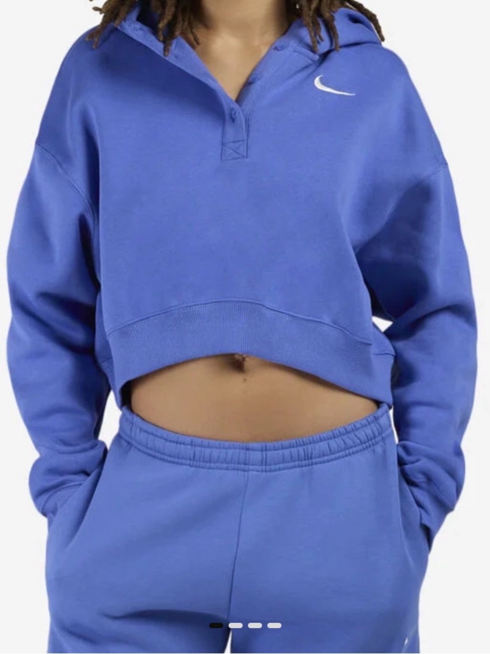 Nike Women NSW Phoenix Fleece Oversized Cropped Henley Hoodie - Picture 4 of 4